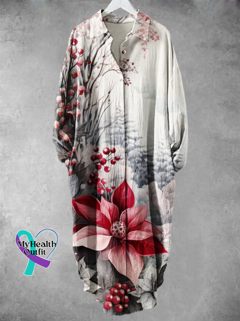 Retro Flower Pattern Art Print Long Skirt Muilticolor / S