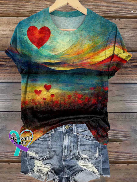 Retro Heart Shape Mental Health Awareness T-shirt Multicolor / S