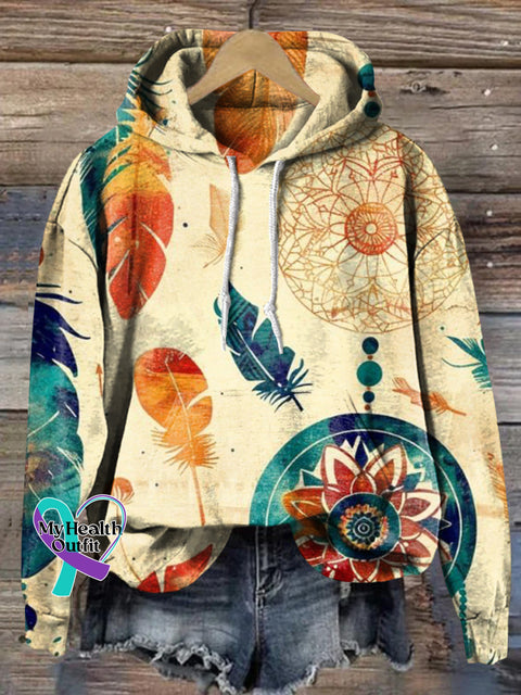 Retro Hippie Dreamcatcher Print Casual Hoodie