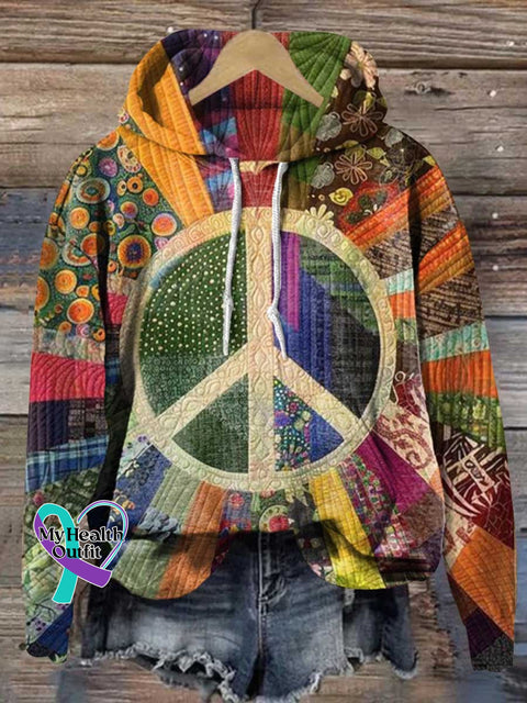 Retro Hippie Flower Peace Sign Love And Casual Hoodie Sweatshirt Multicolor / S