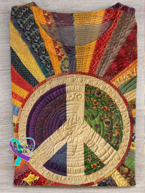Retro Hippie Flower Peace Sign Love and Peace T-shirt Multicolor / S