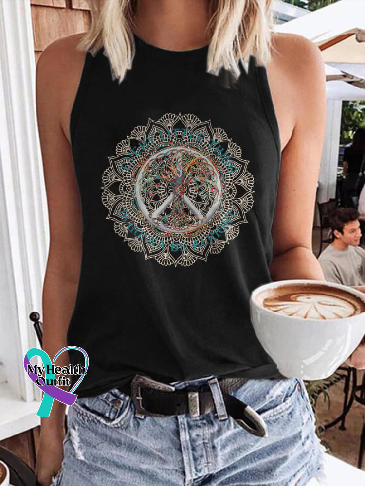Retro Hippie Mandala Every Little Thing Is Gonna Be Alright Tank Top Black / S