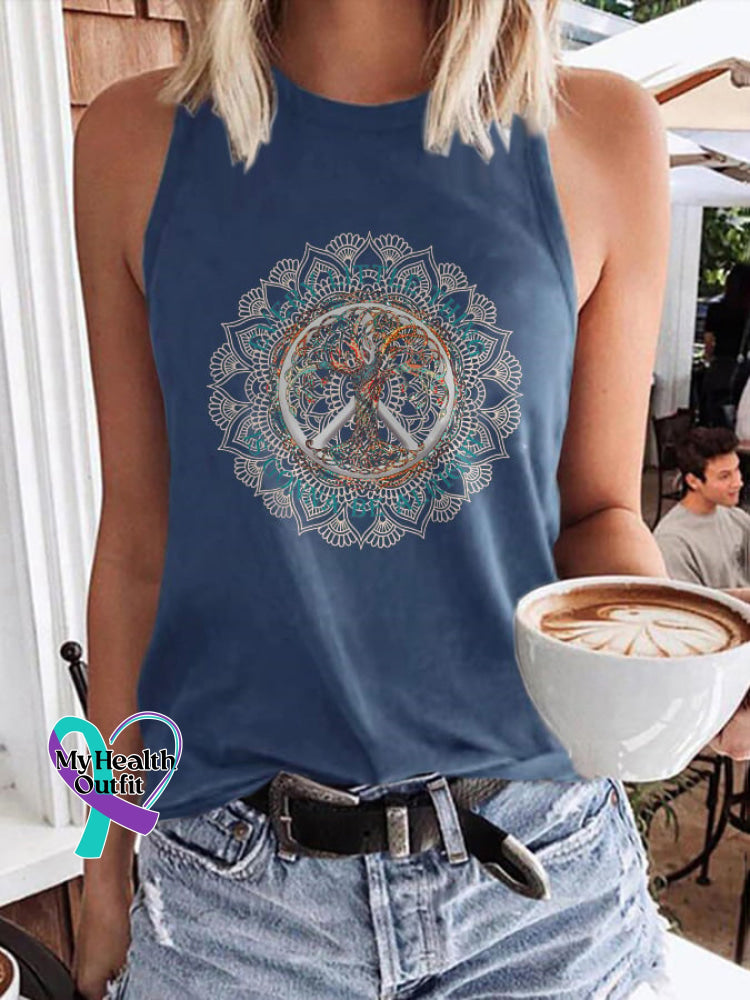 Retro Hippie Mandala Every Little Thing Is Gonna Be Alright Tank Top Blue / S