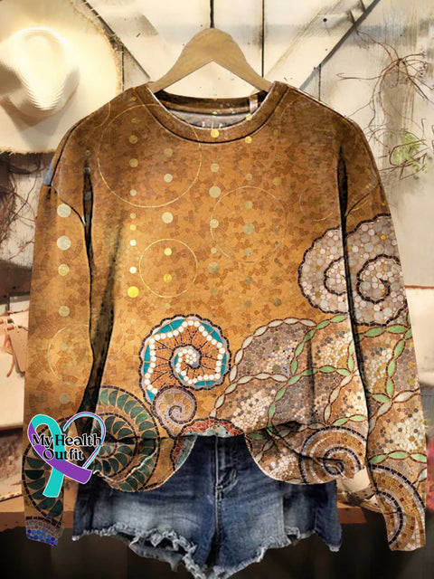 Retro Hippie Pattern Casual Sweatshirt Multicolor / S