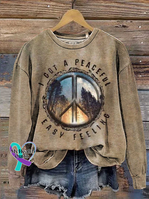 Retro Hippie Peace Sign Frog Love And Casual Sweatshirt Multicolor / S