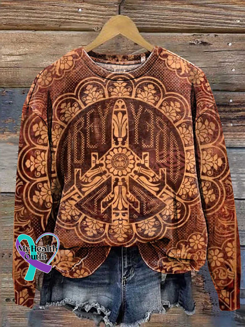 Retro Hippie Peace Sign Love And Casual Sweatshirt Multicolor / S