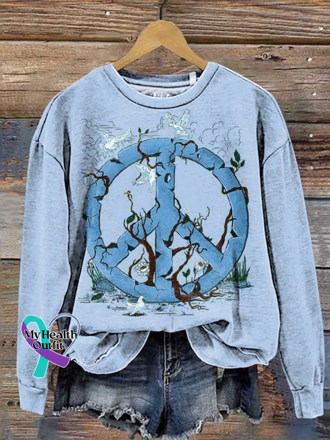Retro Hippie Peace Sign Love And Casual Sweatshirt Multicolor / S