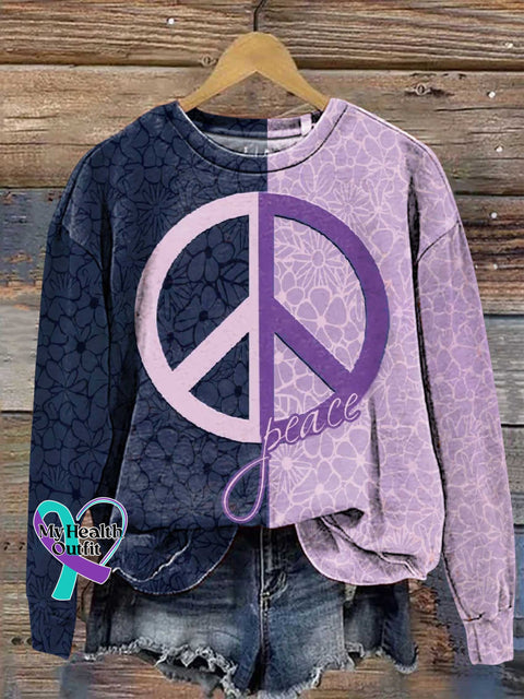 Retro Hippie Peace Sign Love And Casual Sweatshirt Multicolor / S