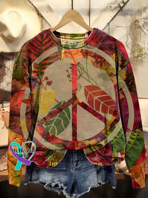 Retro Hippie Peace Sign Love And Casual Sweatshirt Multicolor / S