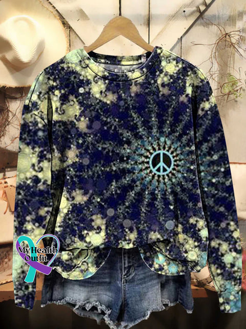 Retro Hippie Peace Sign Love And Casual Sweatshirt Multicolor / S