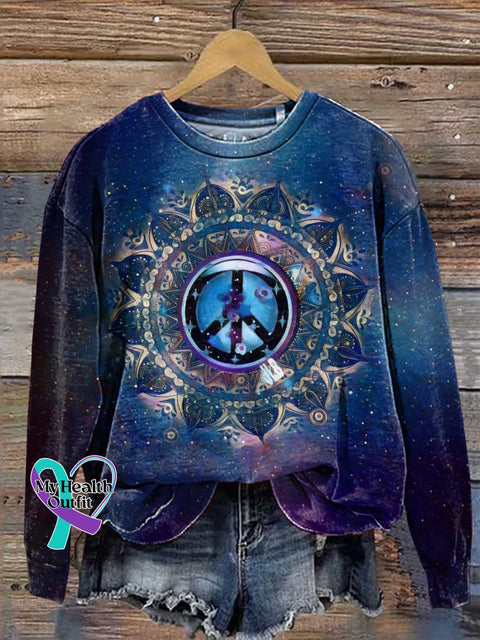 Retro Hippie Peace Sign Love And Casual Sweatshirt Multicolor / S