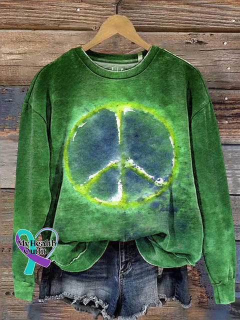 Retro Hippie Peace Sign Love And Casual Sweatshirt Multicolor / S