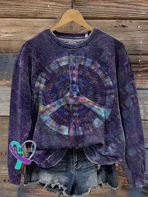 Retro Hippie Peace Sign Love And Casual Sweatshirt Multicolor / S