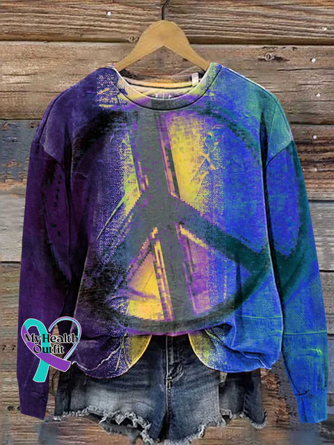Retro Hippie Peace Sign Love And Casual Sweatshirt Multicolor / S