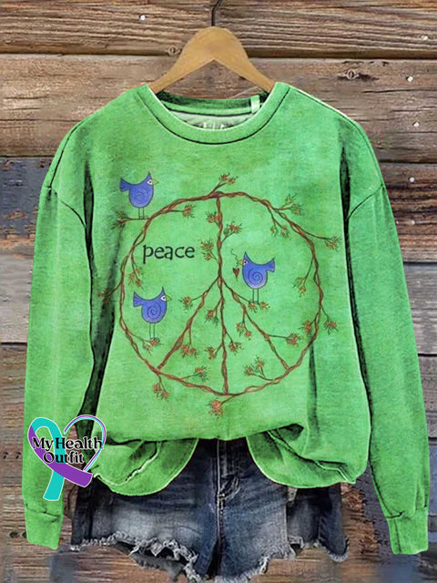 Retro Hippie Peace Sign Love And Casual Sweatshirt Multicolor / S