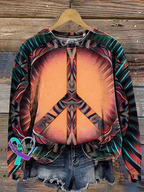 Retro Hippie Peace Sign Love And Casual Sweatshirt Multicolor / S