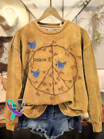 Retro Hippie Peace Sign Love And Casual Sweatshirt Multicolor / S