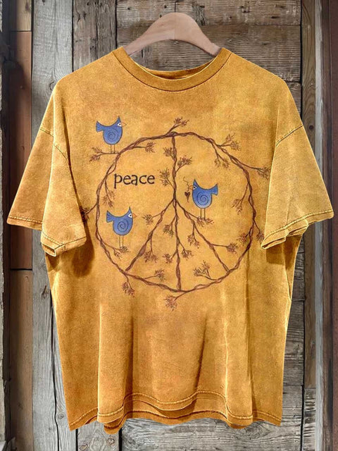 Retro Hippie Peace Sign Love And T-Shirt Multicolor / S