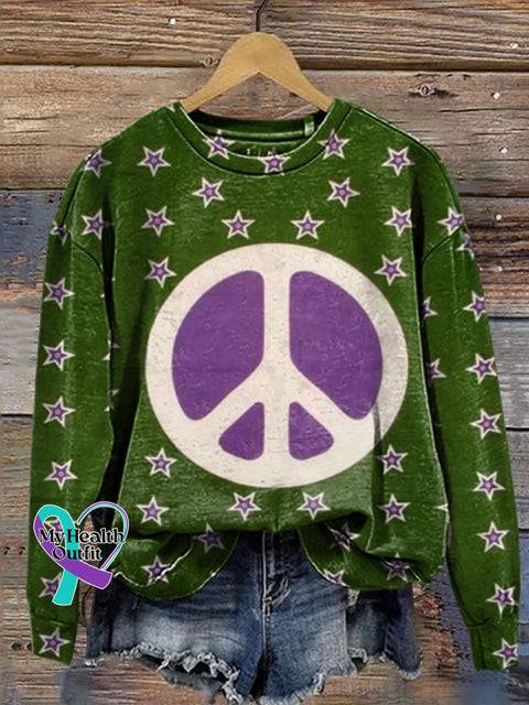 Retro Hippie Print Casual Sweatshirt Multicolor / S