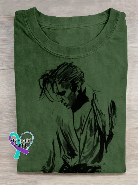 Retro King Of Rock Roll Print T-shirt