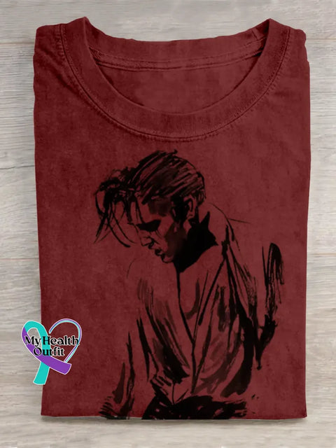 Retro King Of Rock Roll Print T-shirt Red / S