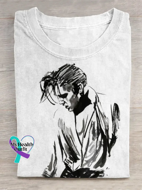 Retro King Of Rock Roll Print T-shirt White / S