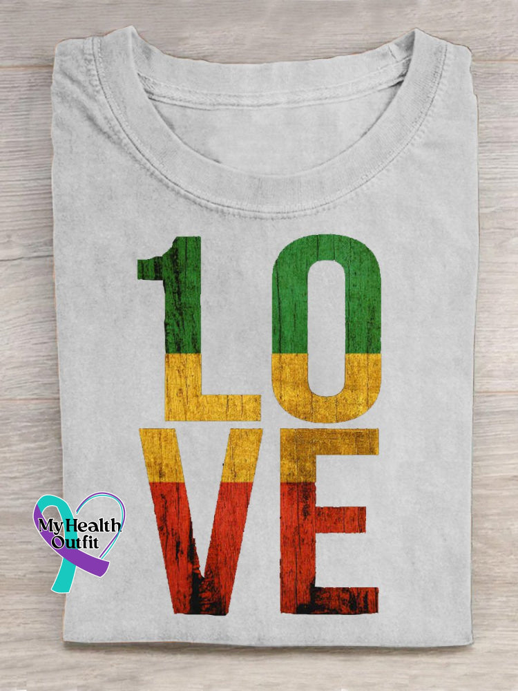 Retro Love Art Print Casual T-Shirt White / S