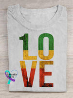 Retro Love Art Print Casual T-Shirt White / S