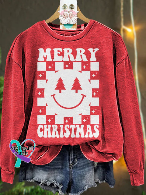 Retro Merry Christmas Casual Sweatshirt Red / S