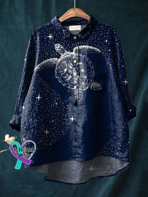 Retro Mystical Star Ocean Turtle T-Shirt Multicolor / S