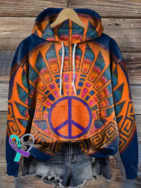 Retro Peace Sign Love And Casual Hoodie Sweatshirt Multicolor / S