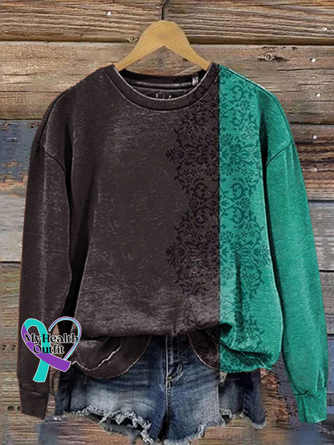 Retro Print Casual Sweatshirt Multicolor / S