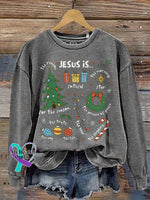 Retro Religious Christmas Jesus Is The Reason For Season Nativity Christian Print Casual Sweatshirt