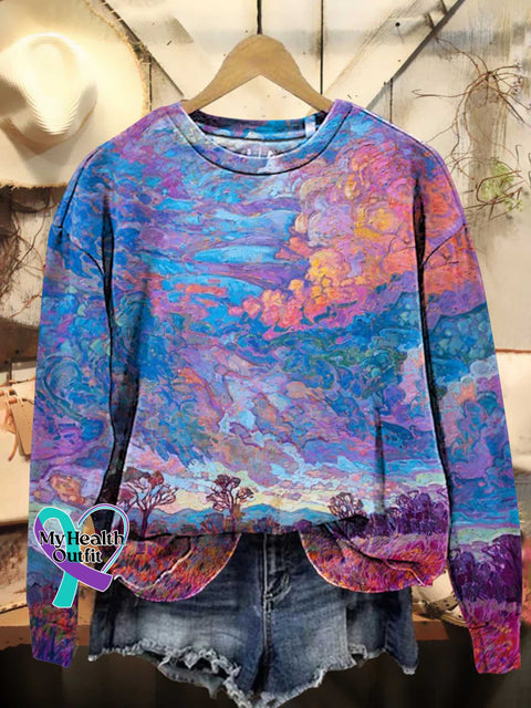 Retro Sky Sunset Art Casual Sweatshirt One / S