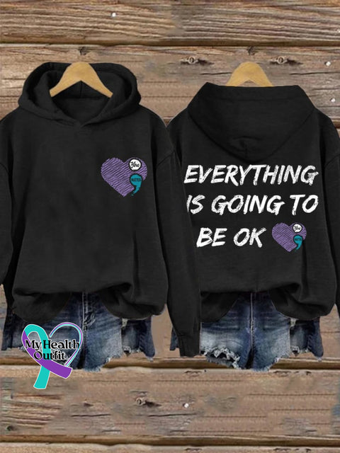 Retro You Matter Everything Is Going To Be Ok Print Hoodie Black / S