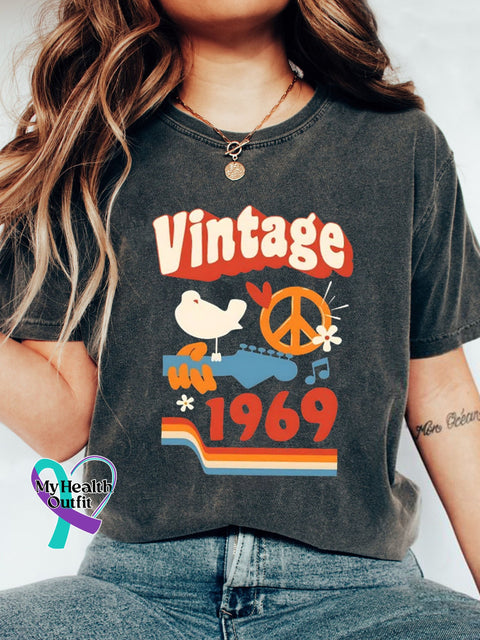 Retro1969 Peace Love Music Printed Classic T-Shirt Black / S
