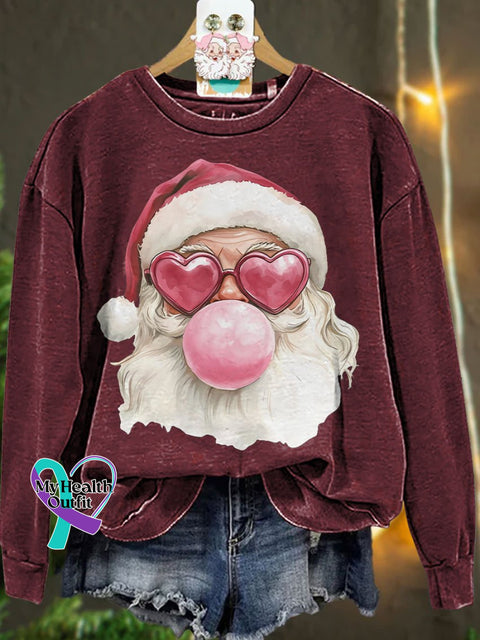 Santa Bubble Gum Christmas Casual Sweatshirt Maroon / S