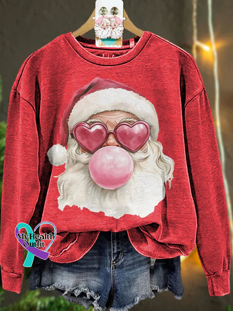 Santa Bubble Gum Christmas Casual Sweatshirt Red / S