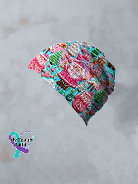 Santa Christmas Print Casual Knit Gloves Leg Sets Hat Red /