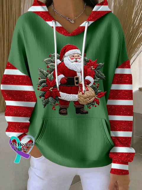 Santa Claus Christmas Cotton Casual Hoodie Sweatshirt Green / 4XL