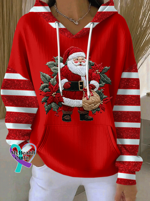 Santa Claus Christmas Cotton Casual Hoodie Sweatshirt Red / 5XL