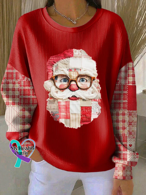 Santa Claus Christmas Prints Casual Cotton Sweatshirt Multicolor / M