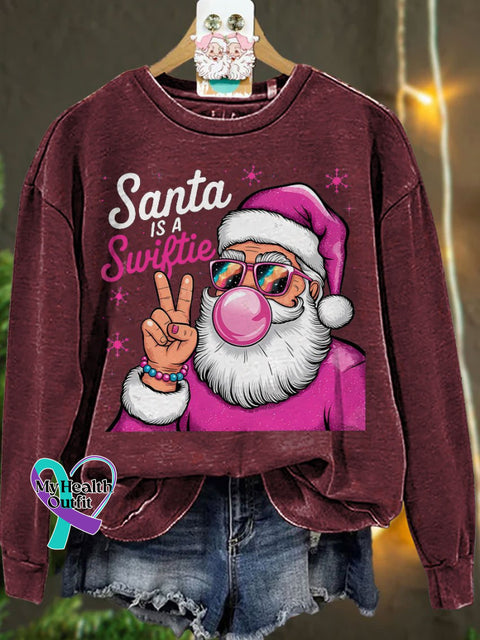 Santa Is A Swiftie Christmas Casual Print Sweatshirt Maroon / S