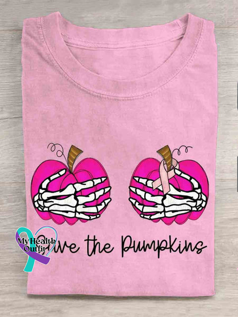 Save The Pumpkins October Pink Art Print Casual T-Shirt / S