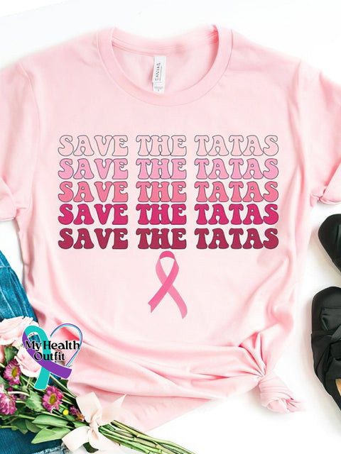 Save The Tatas Breast Cancer Memorial T-Shirt Pink / S