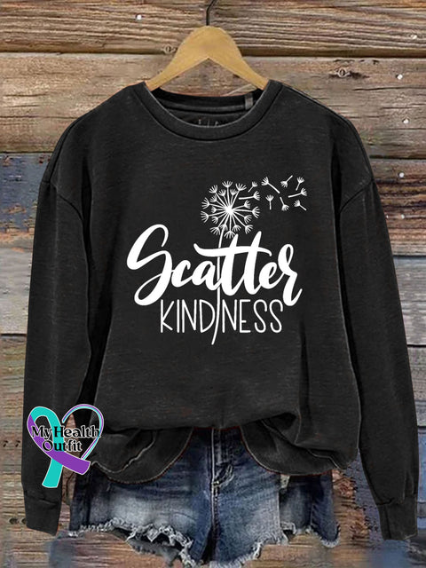 Scatter Kindness Dandelion Letter Casual Sweatshirt Black / S