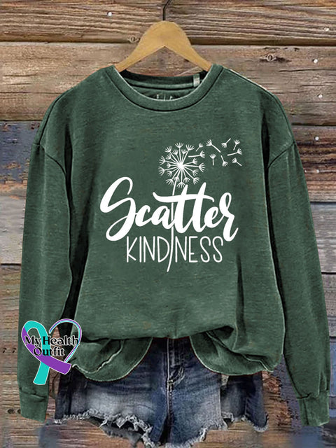 Scatter Kindness Dandelion Letter Casual Sweatshirt Green / S