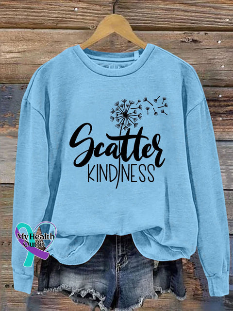 Scatter Kindness Dandelion Letter Casual Sweatshirt Lightblue / S