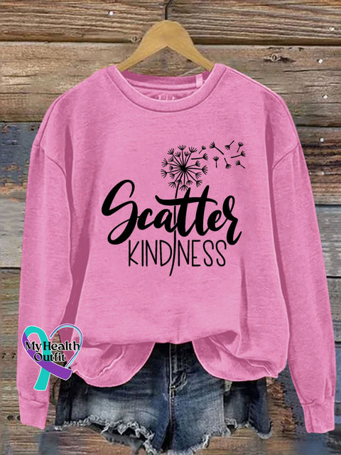 Scatter Kindness Dandelion Letter Casual Sweatshirt Pink / S