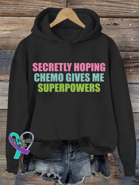 Secretly Hoping Breast Cancer Awareness Art Print Casual Sweatshirt Black / S